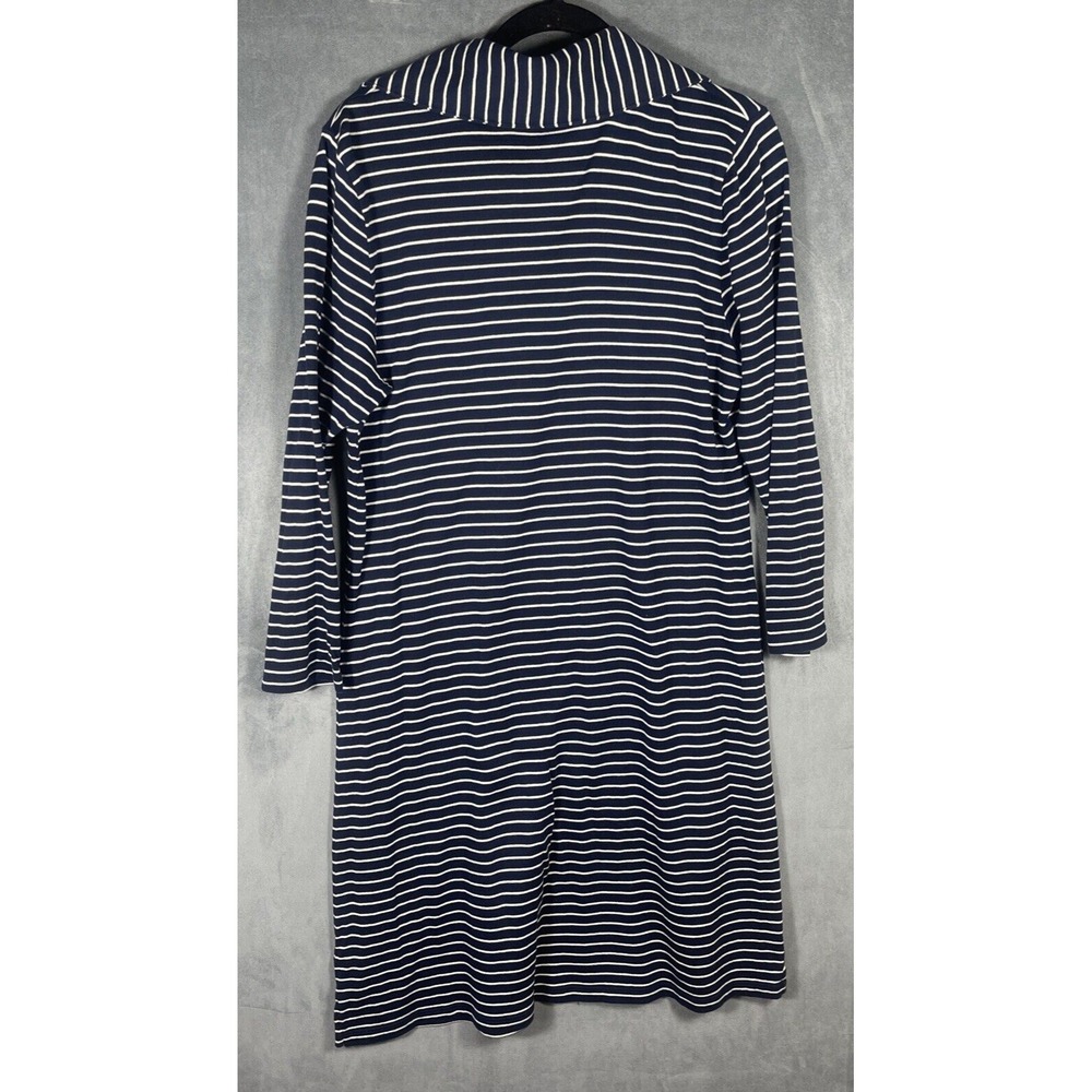 LRL LAUREN JEANS CO. Blue & White Striped 3/4 Sleeve Cotton Dress Size Large - Picture 2 of 5